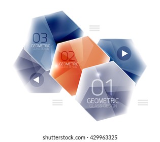 Hexagon abstrakter geometrischer Hintergrund mit glänzenden Lichteffekten. Vektorinfo-ui-Elemente