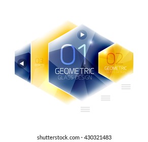 Hexagon abstract geometric background with shiny light effects. Vector info ui elements