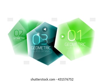 Fondo geométrico abstracto hexagonal con efectos luminosos brillantes. Elementos ui de información del vector