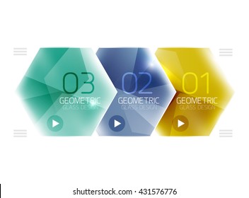 Hexagon abstract geometric background with shiny light effects. Vector info ui elements