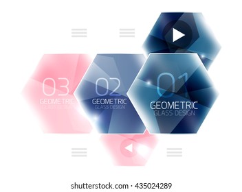 Fondo geométrico abstracto hexagonal con efectos luminosos brillantes. Elementos ui de información del vector