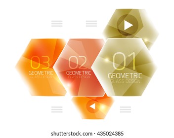 Hexagon abstract geometric background with shiny light effects. Vector info ui elements