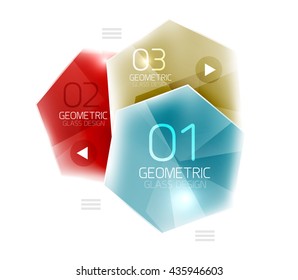 Hexagon abstract geometric background with shiny light effects. Vector info ui elements