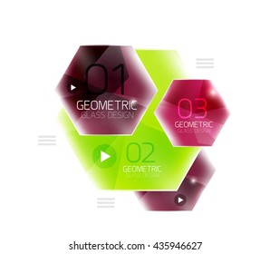 Fondo geométrico abstracto hexagonal con efectos luminosos brillantes. Elementos ui de información del vector
