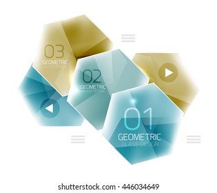 Fondo geométrico abstracto hexagonal con efectos luminosos brillantes. Elementos ui de información del vector