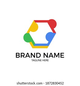 HEXAGON ABSTRACT LOGO DESIGN FLAT AN CREATIVE IDEA FOR BRAND IDENTITY WITH LETTER P AND G