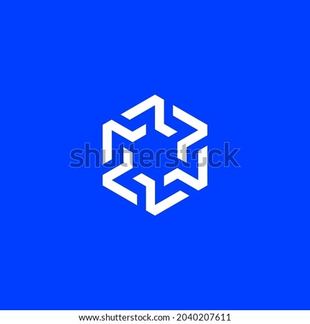 hexagon abstract logo formed from the letter V. hexagon abstract logo for people together. logo for circuit or technology, security, and storage.