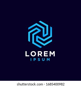 Hexagon abstract and modern line logo design