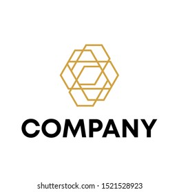 hexagon abstract mosaic lines  logo design unique sign