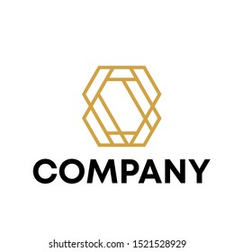 hexagon abstract mosaic lines  logo design unique sign