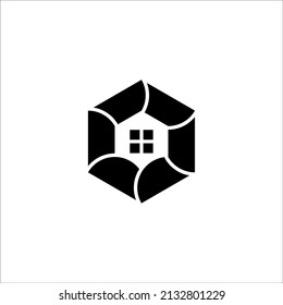 vector abstracto de hexágono y logotipo de la casa