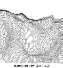 Hexagon abstract vector landscape background. Cyberspace hexagon grid. 3d technology vector illustration.Polygonal hexagon surface.Network abstract background. 3d technology vector illustration.