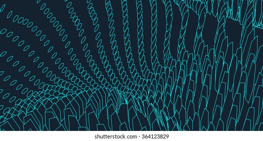 Hexagon abstract vector landscape background. Cyberspace hexagon grid. 3d technology vector illustration.Polygonal hexagon surface.