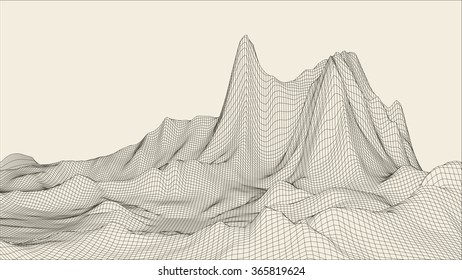 Hexagon abstract vector landscape background. Cyberspace hexagon grid. 3d technology vector illustration.Polygonal hexagon surface.