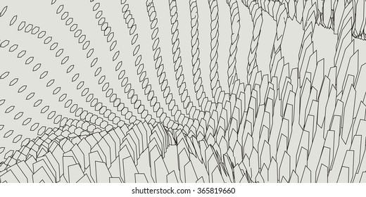 Hexagon abstract vector landscape background. Cyberspace hexagon grid. 3d technology vector illustration.Polygonal hexagon surface.