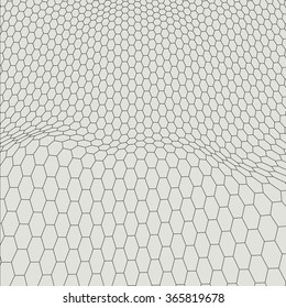 Hexagon abstract vector landscape background. Cyberspace hexagon grid. 3d technology vector illustration.Polygonal hexagon surface.