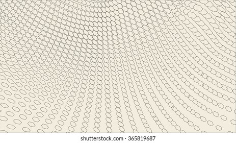 Hexagon abstract vector landscape background. Cyberspace hexagon grid. 3d technology vector illustration.Polygonal hexagon surface.