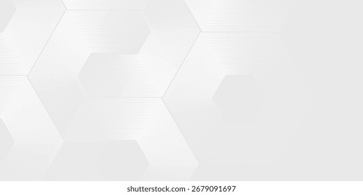 Hexagon abstract white gray wave light technology texture background simple abstract