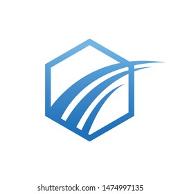 Hexagon abstract wings logo vector design illustration. Creative wings design element