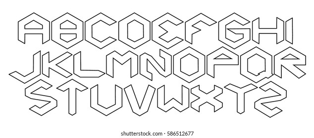 Hexagon alphabet vector white isolated