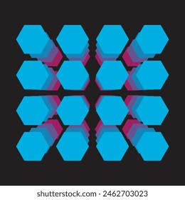 Hexagon arrangement pattern with emerging perspective. decoration, wallpaper, background and backdrop. clothing design etc.