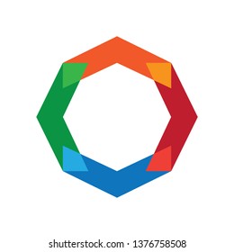 Hexagon Arrow Colorful Logo Vector