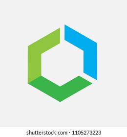 Hexagon and Arrow Flat Modern Logo 