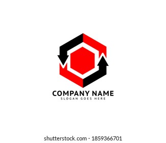 Vector de concepto de logotipo de flecha hexagonal