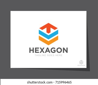 hexagon arrow logo icon vector template