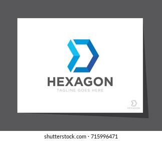 hexagon arrow logo icon vector template