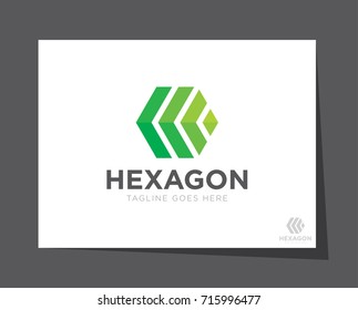 hexagon arrow logo icon vector template