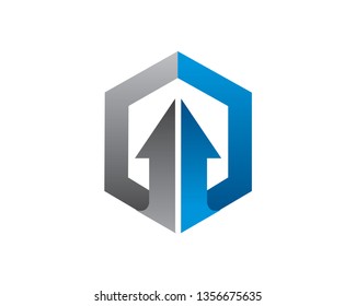 Hexagon Arrow Logo Template, Icon, Symbol - Vector