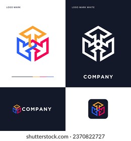 Diseño de Ilustración de Icono del logotipo de flecha de Hexagon