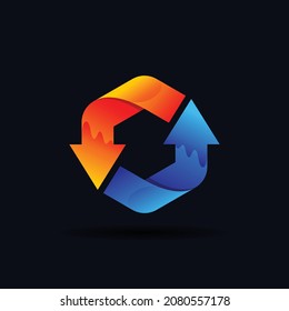 hexagon arrow shapes logo for design template