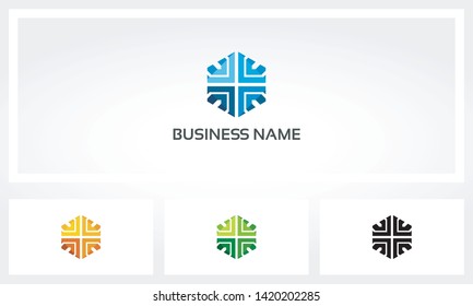 Hexagon Arrow Square Abstract Logo