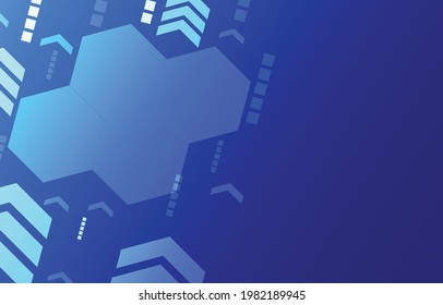 tecnología hexágono y flechas con fondo azul oscuro. diseño abstracto futurista de Illustration Vector diseño de red social digital de alta tecnología concepto de conexión.