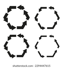 Hexagon arrows. Vector eps graphic design. Black hexagon arrows. Vector illustration.
