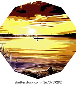 Hexagon, Art, sunset, abstract vector, for background, print on cloth or other, T shirt screen printing, t shirt, t shirt design, screen printing, screen print 