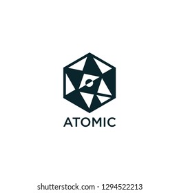 Hexagon Atom Logo Design Inspiration - vector