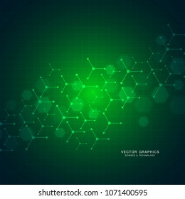 Hexagon background design. Geometric abstract background with molecular structure. Medical, science and technology concepts, vector illustration