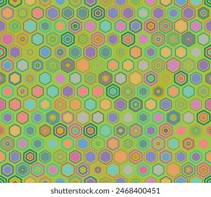 Hexagon background design. Geometric elements of varied style and color. Hexagon cells. Tileable pattern. Seamless background. Stylish vector illustration.