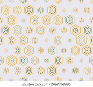 Hexagon background design. Multicolored geometric elements of varied size. Simple stacked hexagons pattern. Hexagonal cells. Tileable pattern. Seamless vector illustration.