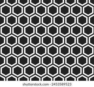Hexagon background design. Plain hexagon net with inner solid cells. Hexagonal cells. Seamless tileable vector illustration.