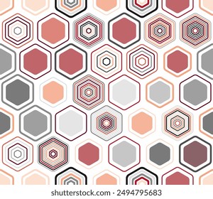 Hexagon Background. Geometric shapes of varied style and color. Large hexagon shapes. Tileable pattern. Seamless background. Cool vector illustration.