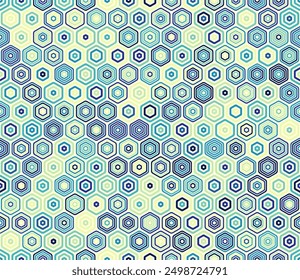 Hexagon Background. Geometric shapes of varied style and color. Hexagon cells. Tileable pattern. Seamless background. Cool vector illustration.