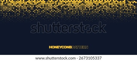 Hexagon Background Glowing Honeycomb Pattern In Yellow Blue Colors for AI, Tech Digital Forum and Conference Ad Presentation. Hexagonal Modern Texture. Halftone Gradient Backdrop. Vector Abstract BG