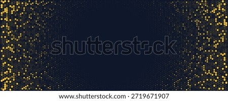 Hexagon Background Glowing Honeycomb Pattern In Yellow Blue Colors for AI, Tech Digital Forum and Conference Ad Presentation. Hexagonal Modern Texture. Halftone Gradient Backdrop. Vector Abstract BG