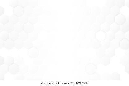 Fondo hexagonal. Diseño de luz mínimo. Fondo blanco neutro de panal de miel. Limpiar plantilla web. Papel de escritorio hexagonal simple. Ilustración vectorial.
