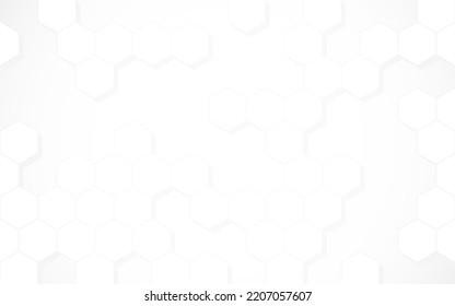 Fondo hexagonal. Plantilla blanca mínima. Textura neutra del peine de abeja con sombra suave. Papel de pared de hexágono liso. Fondo del sitio web limpio. Ilustración vectorial.