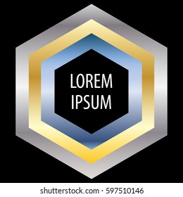 Hexagon background for text. The metal form. Abstract logo. Vector illustration.